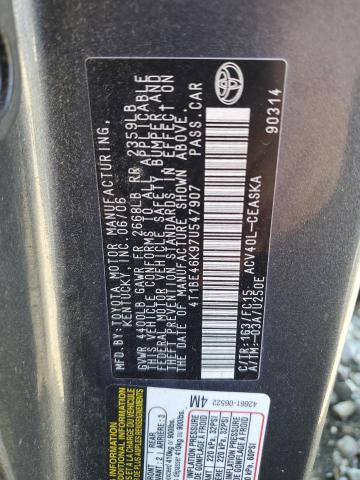 4T1BE46K97U547907 - 2007 TOYOTA CAMRY CE GRAY photo 12