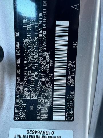 5TDZA23C85S291874 - 2005 TOYOTA SIENNA CE 银色 照片 10