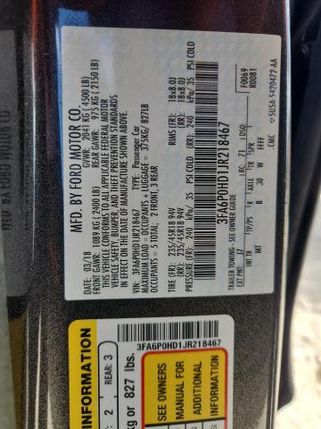 3FA6P0HD1JR218467 - 2018 FORD FUSION SE 灰色 照片 12