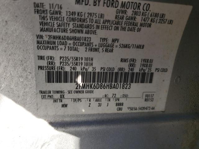 2FMHK6D86HBA01823 - 2017 FORD FLEX LIMITED Plata foto 14