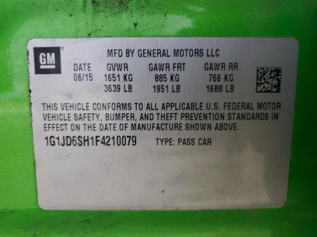 1G1JD6SH1F4210079 - 2015 CHEVROLET SONIC LT 绿色 照片 12