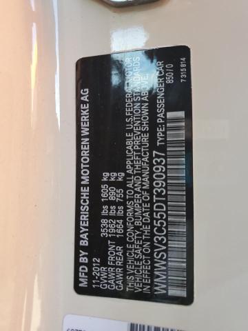 WMWSV3C55DT390937 - 2013 MINI COOPER S CREAM photo 13