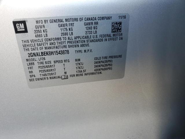 2GNALBEK8H1543878 - 2017 CHEVROLET EQUINOX LS 银色 照片 14