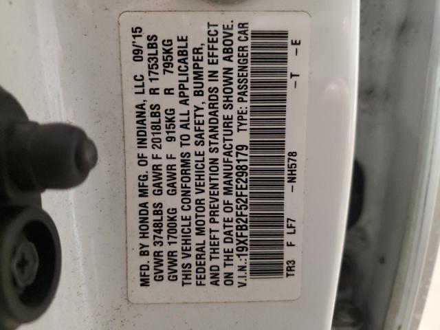 19XFB2F52FE298179 - 2015 HONDA CIVIC LX 白色 照片 12