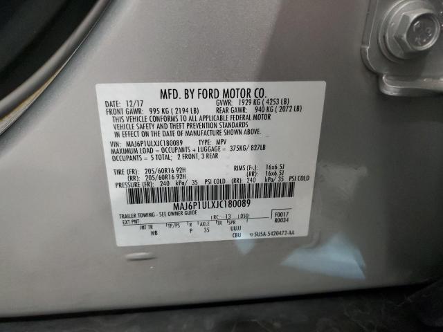 MAJ6P1ULXJC180089 - 2018 FORD ECOSPORT SE 银色 照片 13