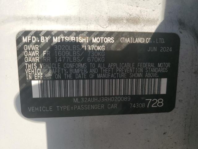 ML32AUHJ3RH020089 - 2024 MITSUBISHI MIRAGE ES WHITE photo 12