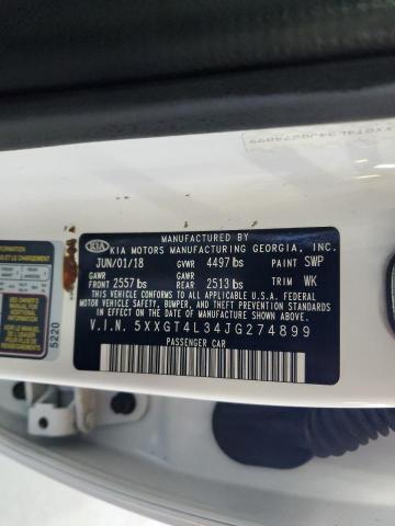 5XXGT4L34JG274899 - 2018 KIA OPTIMA LX WHITE photo 12