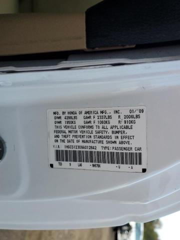 1HGCS12309A012842 - 2009 HONDA ACCORD LX 白色 照片 12