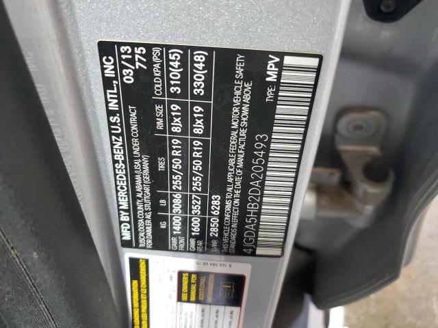 4JGDA5HB2DA205493 - 2013 MERCEDES-BENZ ML 350 4MATIC GRAY photo 13