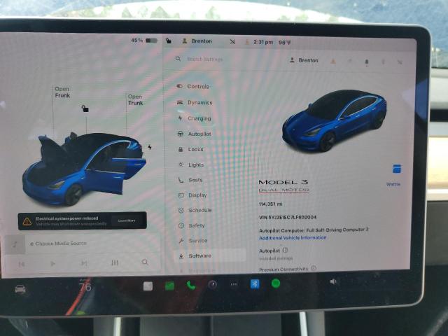 5YJ3E1EC7LF602004 - 2020 TESLA MODEL 3 أزرق صورة 9