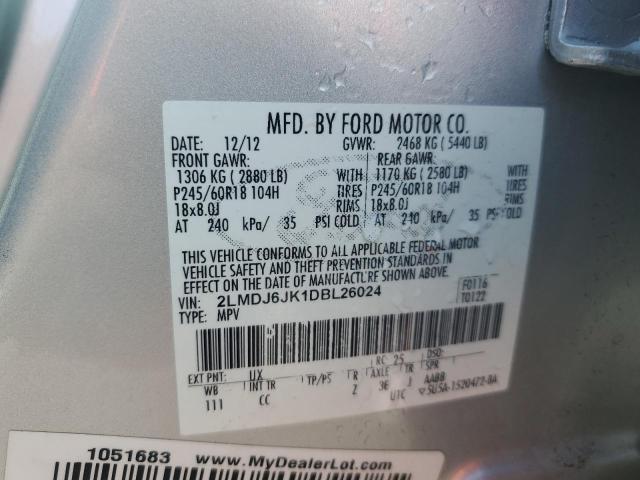 2LMDJ6JK1DBL26024 - 2013 LINCOLN MKX 银色 照片 13