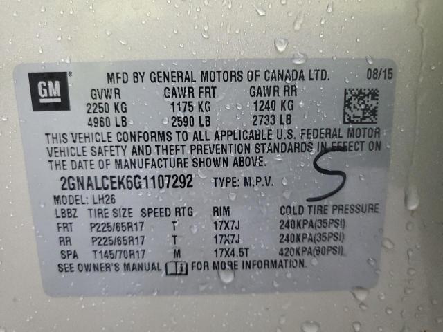 2GNALCEK6G1107292 - 2016 CHEVROLET EQUINOX LT 银色 照片 13