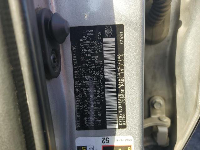 4T1G11AK7MU544314 - 2021 TOYOTA CAMRY SE 银色 照片 12