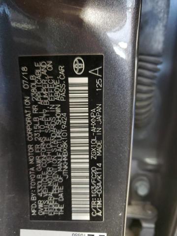 JTNKHMBX8K1019424 - 2019 TOYOTA C-HR XLE GRAY photo 13