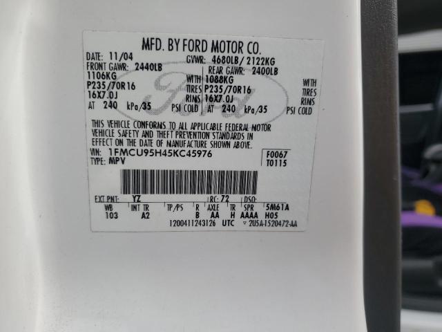 1FMCU95H45KC45976 - 2005 FORD ESCAPE HEV 白色 照片 13