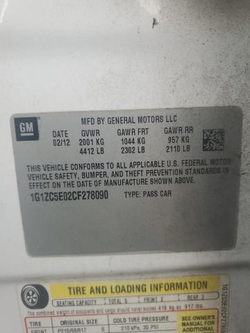 1G1ZC5E02CF278090 - 2012 CHEVROLET MALIBU 1LT WHITE photo 12
