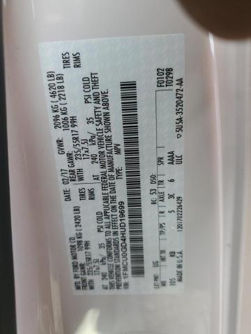 1FMCU0GD4HUD19699 - 2017 FORD ESCAPE SE WHITE photo 12