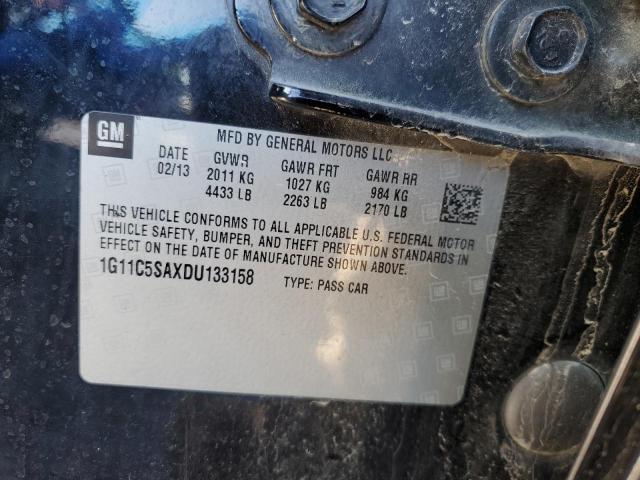 1G11C5SAXDU133158 - 2013 CHEVROLET MALIBU 1LT BLACK photo 12