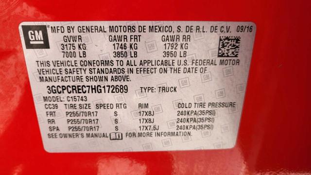 3GCPCREC7HG172689 - 2017 CHEV SILVERADO C1500 LT Czerwony zdjęcie 10