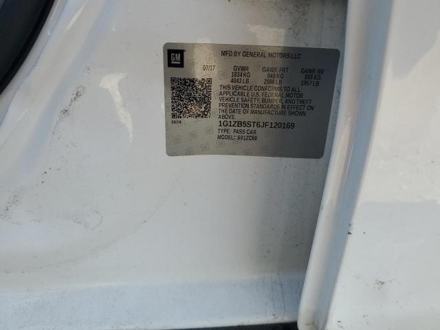 1G1ZB5ST6JF120169 - 2018 CHEVROLET MALIBU LS WHITE photo 12