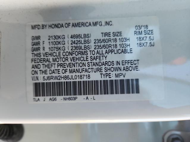 5J6RW2H86JL018718 - 2018 HONDA CR-V EXL Weiß Foto 13