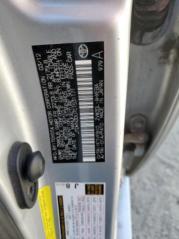 JTDKN3DU7C1531171 - 2012 TOYOTA PRIUS SILVER photo 12