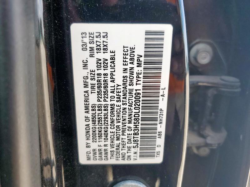 5J8TB3H58DL020091 - 2013 ACURA RDX TECHNOLOGY Siyah fotoğraf 13