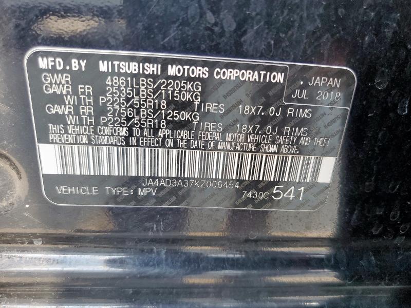 JA4AD3A37KZ006454 - 2019 MITSUBISHI OUTLANDER SE Սև լուսանկար 13