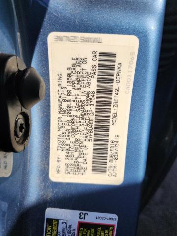 5YFBU4EE1DP137548 - 2013 TOYOTA COROLLA BASE Կապույտ լուսանկար 12