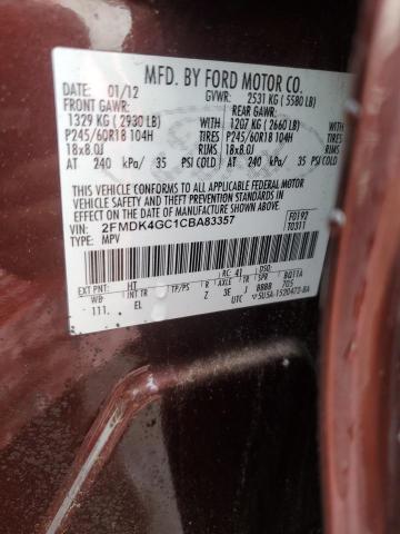 2FMDK4GC1CBA83357 - 2012 FORD EDGE SE BURGUNDY photo 13