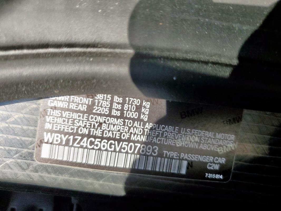 WBY1Z4C56GV507893 - 2016 BMW I3 REX BLACK photo 12