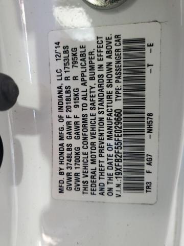 19XFB2F55FE029660 - 2015 HONDA CIVIC LX WHITE photo 12