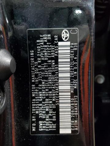 5YFEPRAEXLP014191 - 2020 TOYOTA COROLLA LE 黑色 照片 12