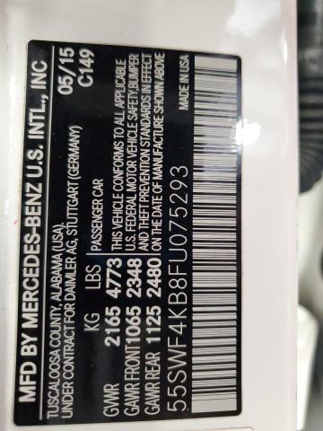 55SWF4KB8FU075293 - 2015 MERCEDES-BENZ C 300 4MATIC WHITE photo 12