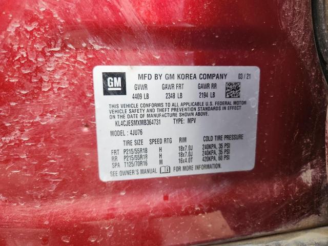 KL4CJESMXMB364731 - 2021 BUICK ENCORE PREFERRED 红色 照片 13