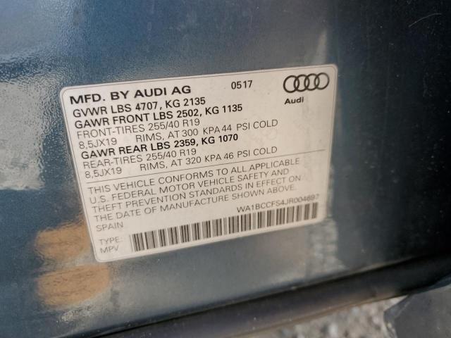 WA1BCCFS4JR004697 - 2018 AUDI Q3 PREMIUM ლურჯი ფოტო 13