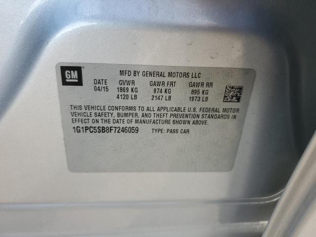 1G1PC5SB8F7246059 - 2015 CHEVROLET CRUZE LT ვერცხლისფერი ფოტო 12