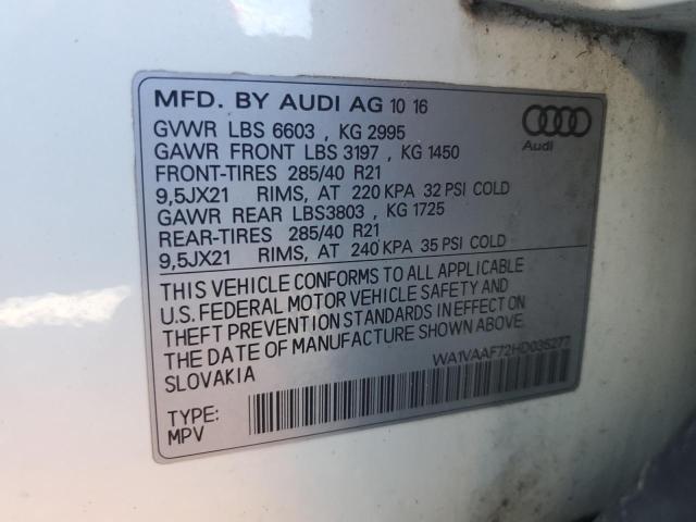 WA1VAAF72HD035277 - 2017 AUDI Q7 PRESTIGE Weiß Foto 12