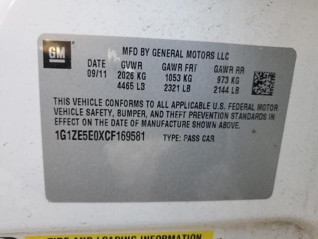 1G1ZE5E0XCF169581 - 2012 CHEVROLET MALIBU LTZ 白色 照片 12