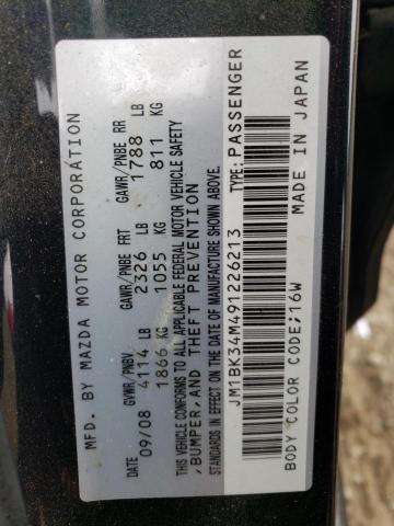 JM1BK34M491226213 - 2009 MAZDA SPEED 3 BLACK photo 12