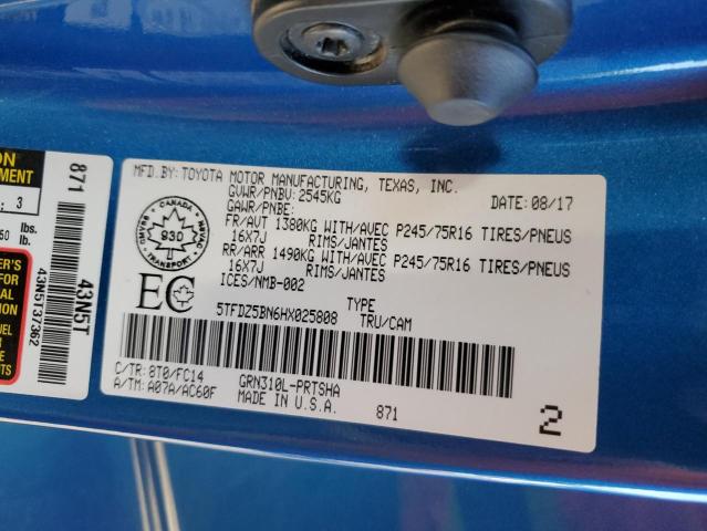 5TFDZ5BN6HX025808 - 2017 TOYOTA TACOMA DOUBLE CAB 蓝色 照片 12