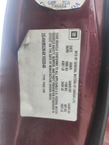 2G4WB52K4X1633546 - 1999 BUICK REGAL LS ბურგუნდია ფოტო 12