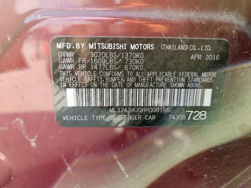 ML32A3HJ0HH008166 - 2017 MITSUBISHI MIRAGE ES Bordo foto 13