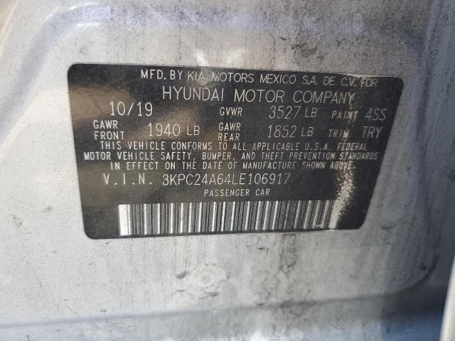 3KPC24A64LE106917 - 2020 HYUNDAI ACCENT SE 银色 照片 12