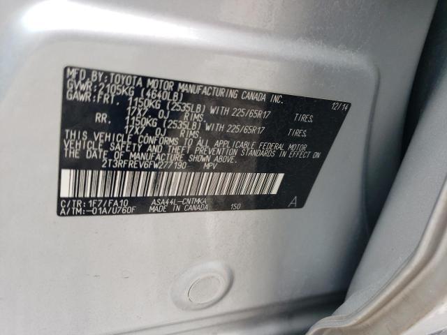 2T3RFREV6FW277190 - 2015 TOYOTA RAV4 XLE SILVER photo 14