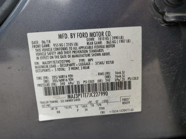 MAJ3P1TE7JC227990 - 2018 FORD ECOSPORT SE Grau Foto 13