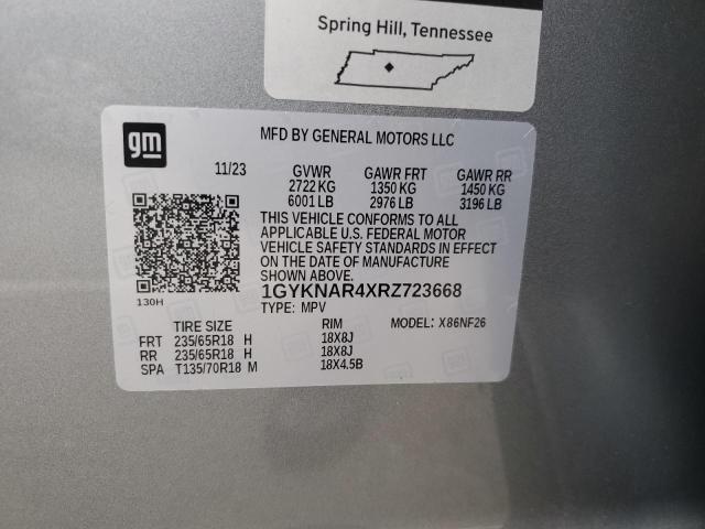 1GYKNAR4XRZ723668 - 2024 CADILLAC XT5 LUXURY SILVER photo 13