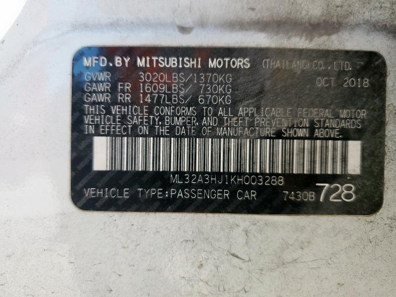ML32A3HJ1KH003288 - 2019 MITSUBISHI MIRAGE ES Ақ фото 12