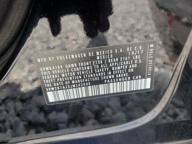 3VW2B7AJ3JM242098 - 2018 VOLKSWAGEN JETTA S 黑色 照片 13