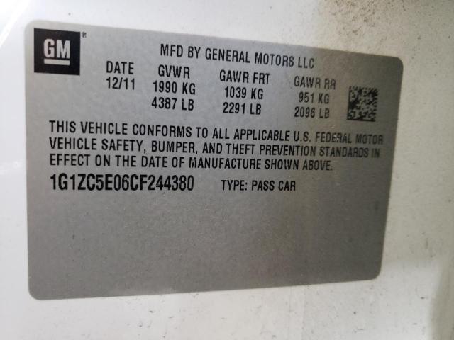 1G1ZC5E06CF244380 - 2012 CHEVROLET MALIBU 1LT WHITE photo 13